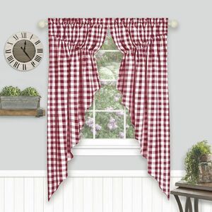 Serenity Home Country Gingham Buffalo Check Plaid Gathered Swag Kitchen Decor